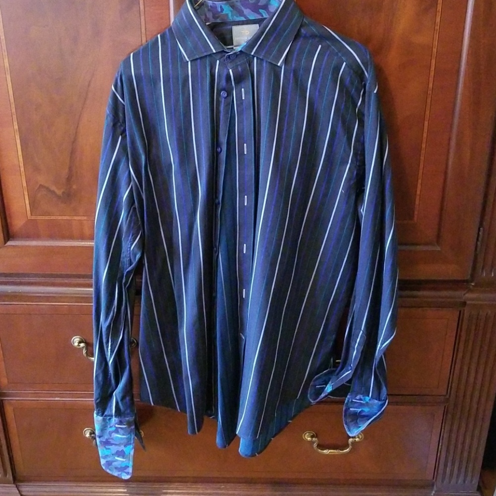 Thomas Dean large french cuff button down shirt
